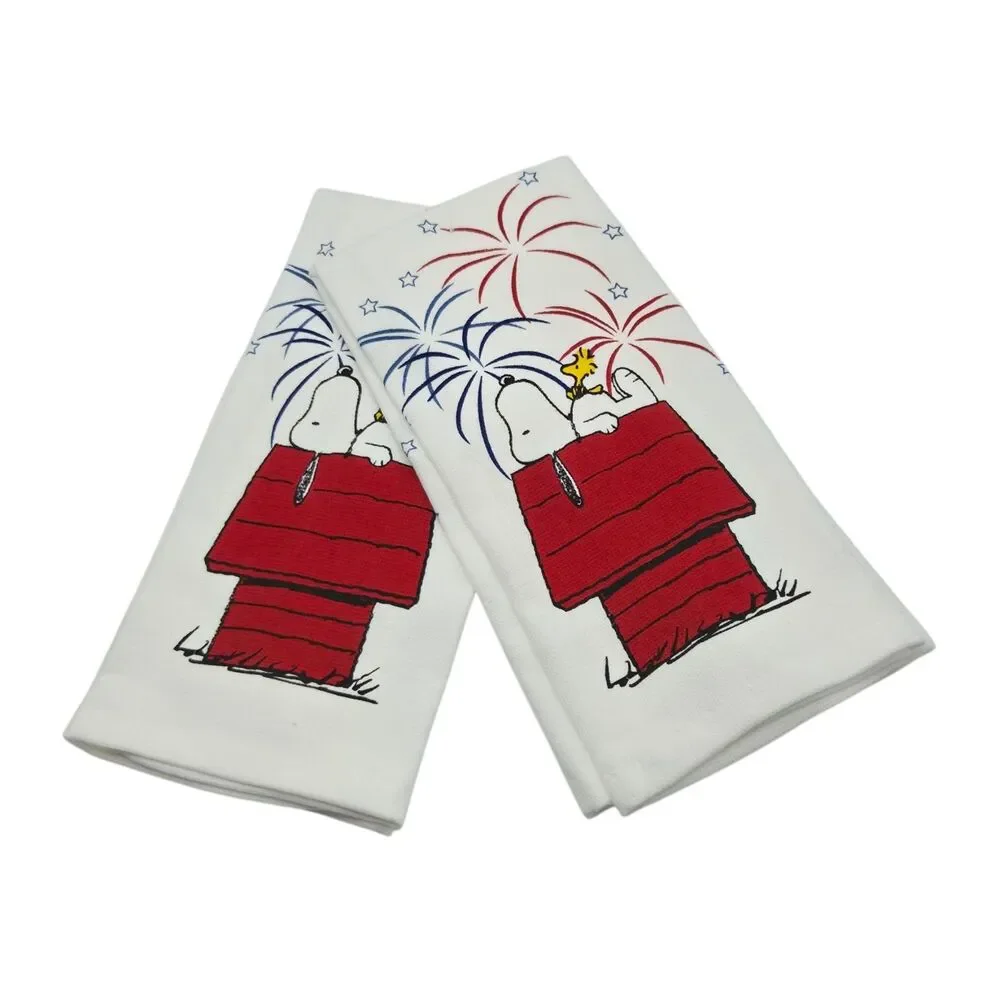 Peanuts 2pc Snoopy and Woodstock 4th Of July Americana Kitchen‎ Towels  16x26in
